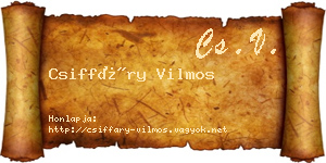 Csiffáry Vilmos névjegykártya